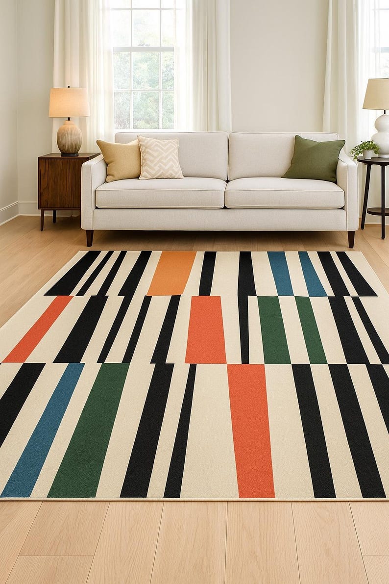 Hand-tufted Modern Abstract Rug | Geometric Colour Block Area Rug | - Etsy