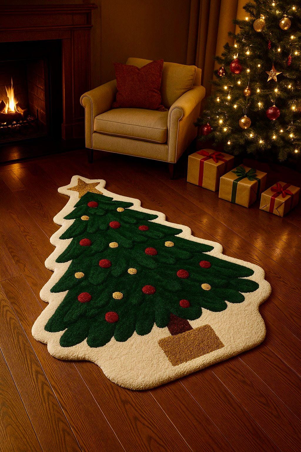Hand-tufted Wool Christmas Tree Rug: Festive Holiday Decor - Etsy