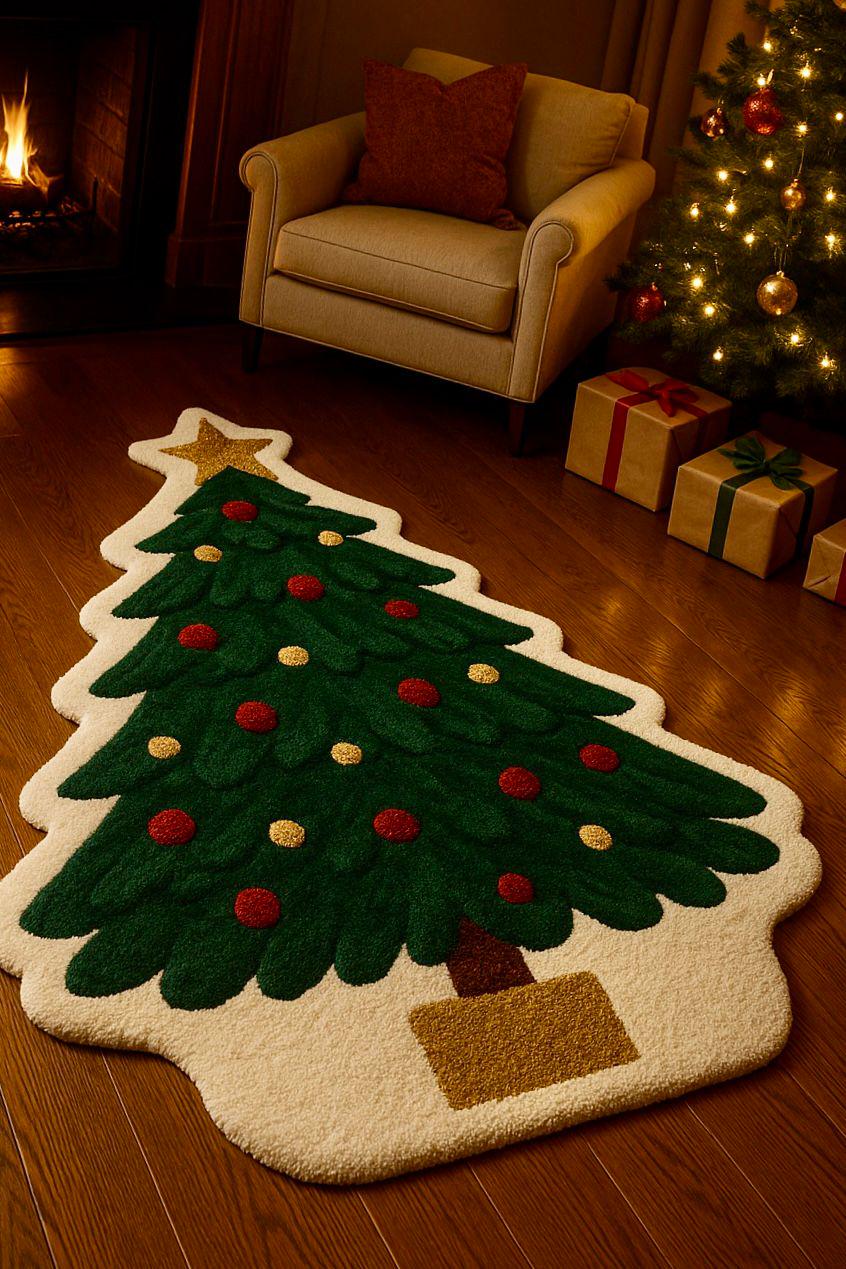Hand-tufted Wool Christmas Tree Rug: Festive Holiday Decor - Etsy