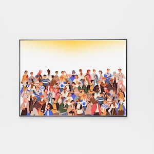 Diverse People Wall Art – Colorful Crowd Illustration Poster, Modern Character Printable Art, Inclusive Decor, Digital Download