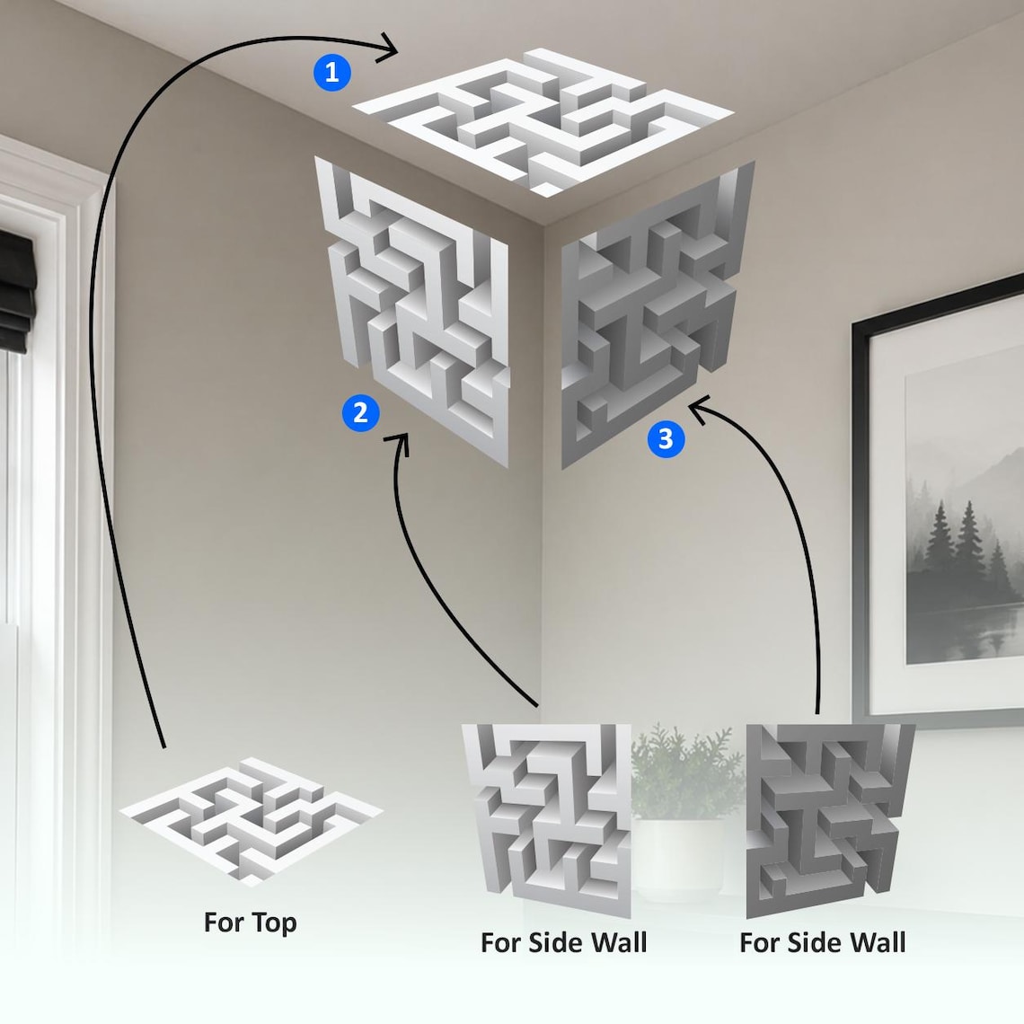 Trending 3D Cube Ceiling Corner Sticker (pack of 2) – Printed ...