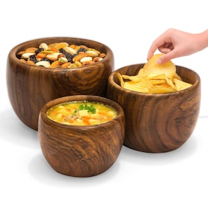 Handcrafted Sheesham Wood Bowl Set: Natural Food-Safe Finish