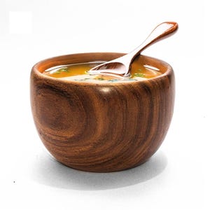 Handcrafted Sheesham Wood Soup Bowl with Spoon: Rustic Kitchenware