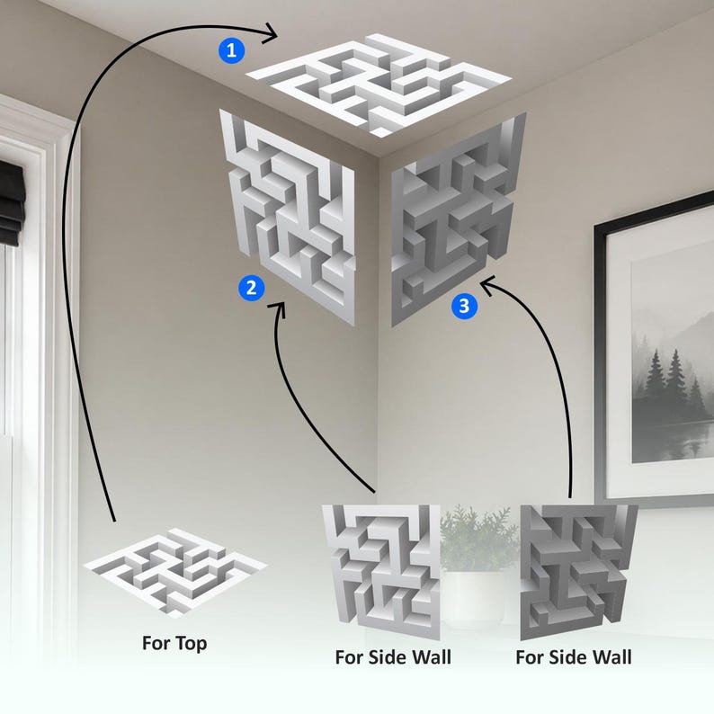 Trending 3D Cube Ceiling Sticker, Cubical Maze 3D - Etsy
