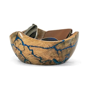 Wooden Bowl For Keys, Wallets, Jewelry, Watches | Mango Wood Bowl | 7X3 Inches | Lichtenberg Or "Fractal" Burning Bowl