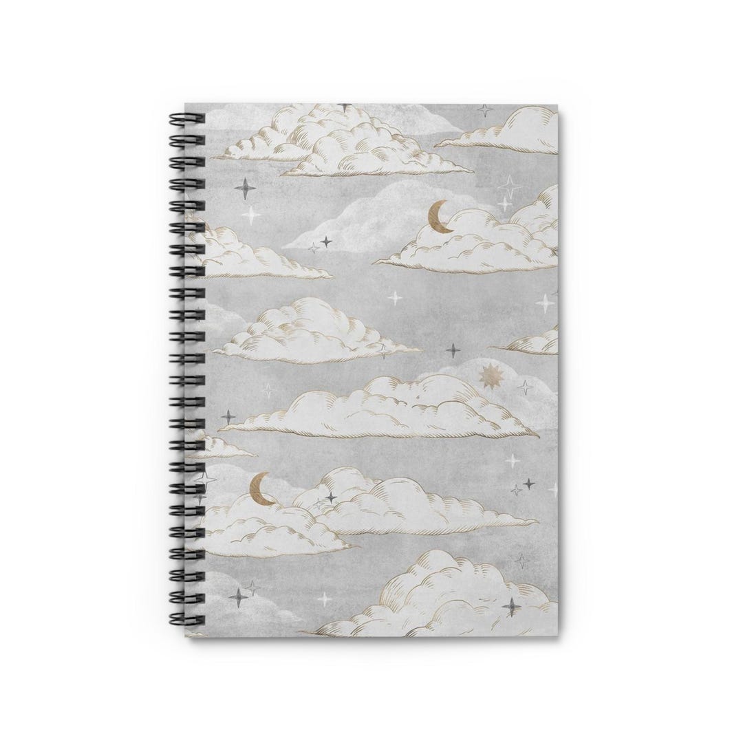 Dreamy Moon and Clouds Spiral Notebook | Celestial Sky Journal, Ruled ...
