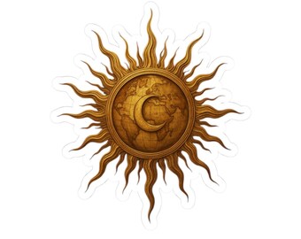 Antique Sun and Moon Illustration Sticker | Vintage Celestial Solar Art | Mystic Astrology Sticker
