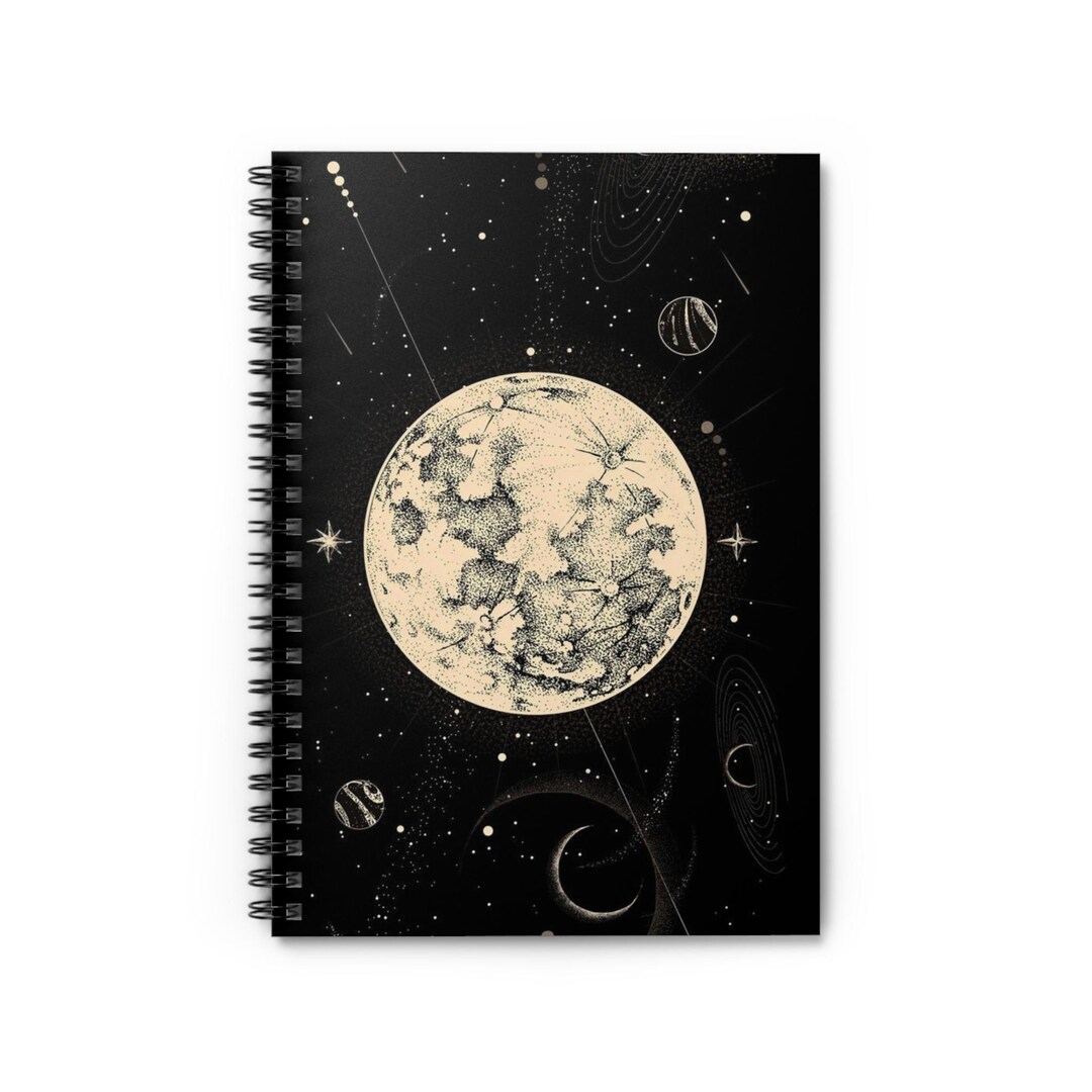 Vintage Moon Illustration Spiral Notebook | Ruled Journal - Etsy