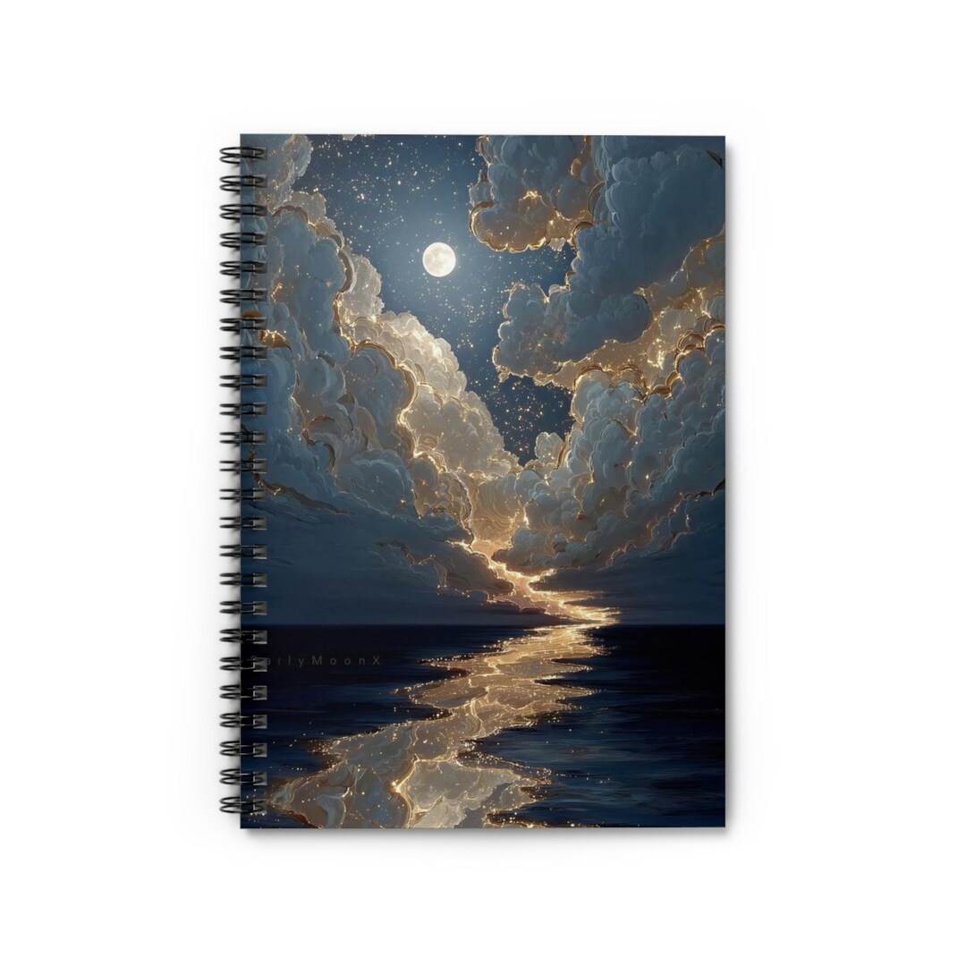 Moonlit Ocean Spiral Notebook | Celestial Night Sky Journal - Etsy