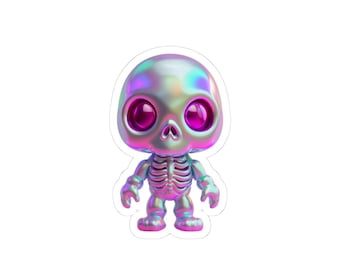 Pastel Bones, adesivos holográficos de esqueletos com uma vibe suavemente assustadora.