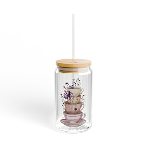 Minimalistisches 16 Unzen Eiskaffeeglas mit Bambusdeckel & Strohhalm | Eleganter Kaltgebrüh-Becher für moderne Getränke-Liebhaber