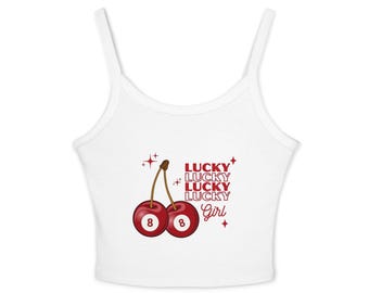 Funny Cherry Graphic Tank Top: Women's Summer Spaghetti Strap Cami