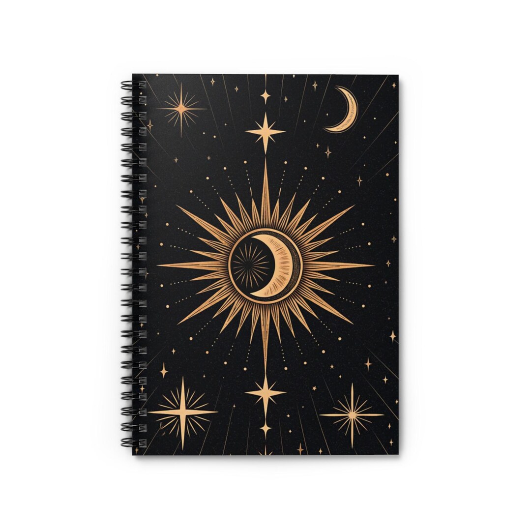 Celestial Spiral Notebook | Gold Sun, Moon & Stars - Etsy