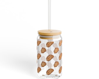 Vaso con estampado de croissant: Vaso moderno para café y batidos.