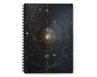 Celestial Orbit Notebook | Golden Astronomical Diagram Journal | Cosmic Space Theory Notebook for Students & Dreamers