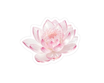 Pink Crystal Lotus Sticker | Serene Watercolor Flower Decal