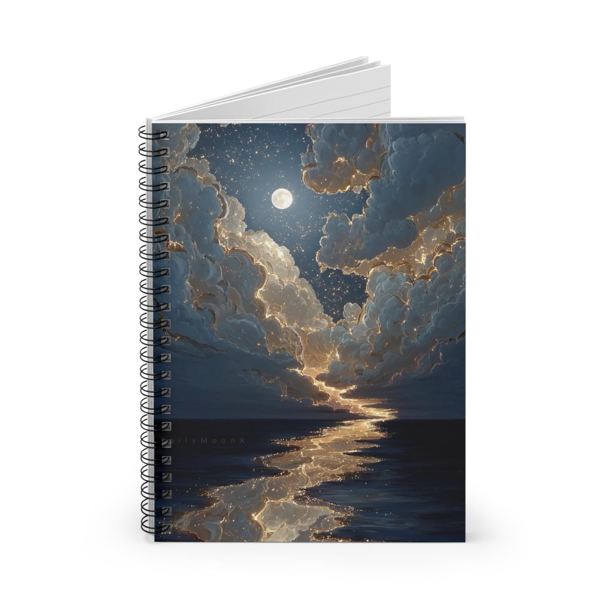 Moonlit Ocean Spiral Notebook | Celestial Night Sky Journal - Etsy