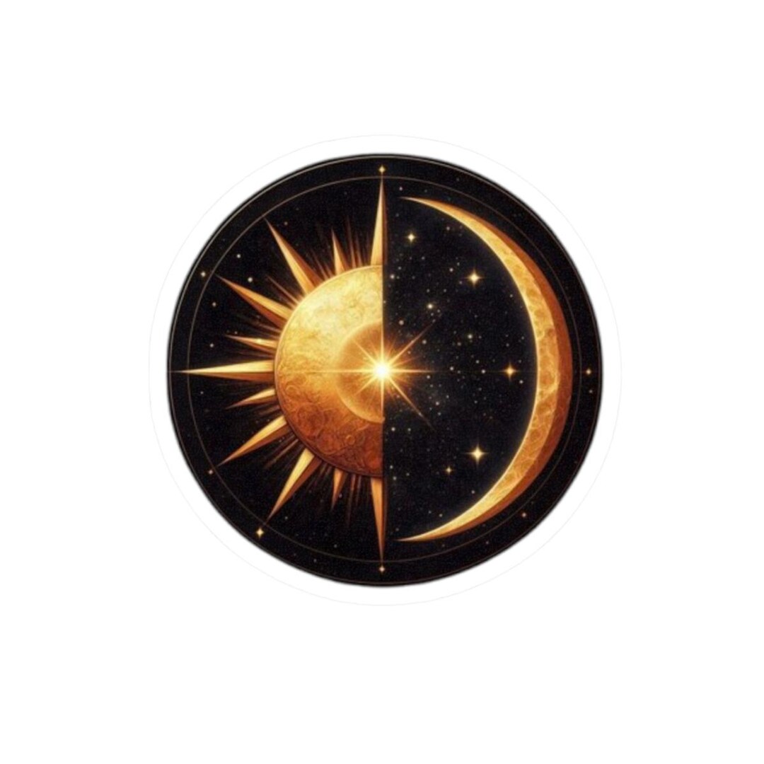 Sun and Moon Celestial Sticker | Cosmic Balance Aesthetic Vinyl Sticker ...