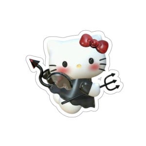 Devil Kitty Stickers: Kawaii Halloween Laptop Decals