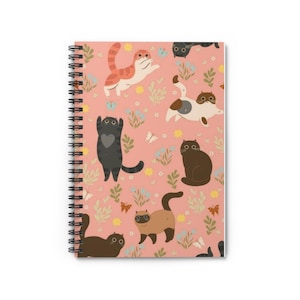 Cahier à spirale chat mignon - Parfait pour les amoureux des chats, la tenue d'un journal, la prise de notes, les cadeaux et l'école