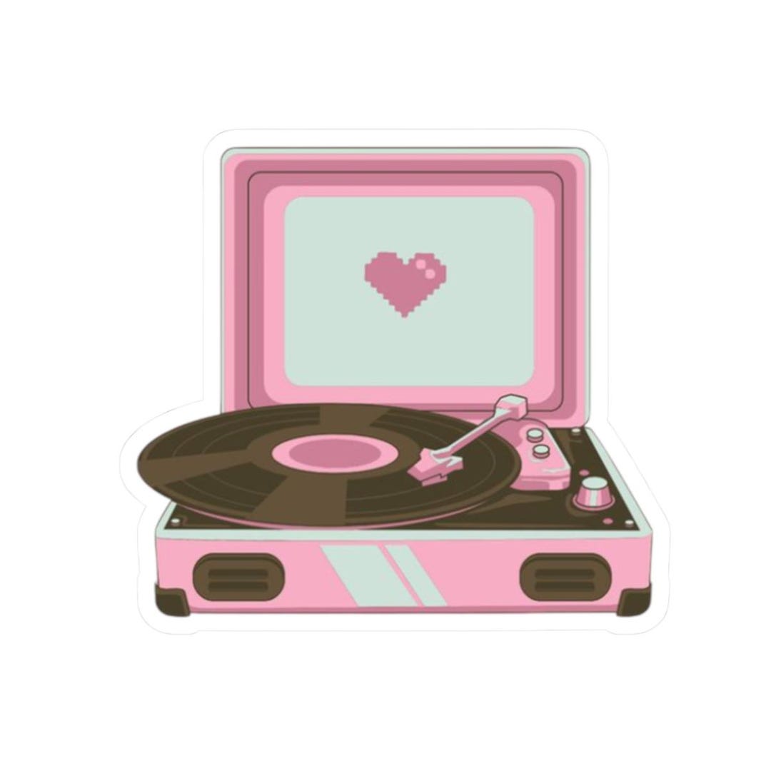 Pink Retro Record Player Sticker | Kawaii Vinyl Decal - Etsy