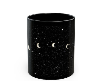 Phases of the Moon Ceramic Mug | Stunning Lunar Design with Starry Night Sky | Perfect Gift for Astronomy Lovers