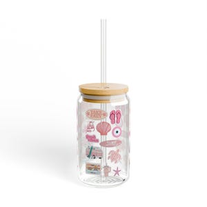 Bicchiere Summer Vibe, 473 ml / Bicchieri a tema spiaggia / Decorazione per feste tropicali, bicchiere di paglia ecologico, perfetto per le feste estive