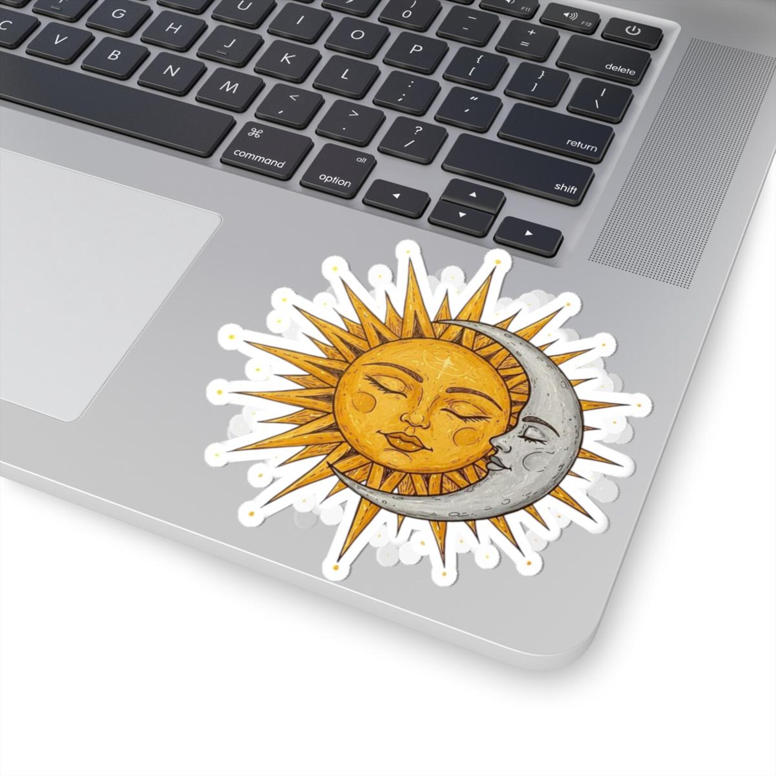 Sun and Moon Illustration Sticker | Celestial Sunface Moon Decal - Etsy