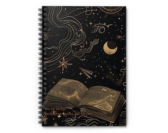 Celestial Manifestation Notebook - Magical Moon & Stars Journal, Witchy Affirmation Journal, Astrology Aesthetic Writing Notebook