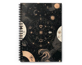 Celestial Astrology Notebook - Zodiac Moon & Star Journal, Mystical Cosmic Planner, Witchy Grimoire, Astrology Gift