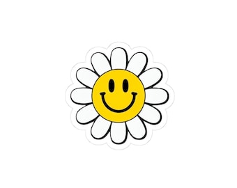 Smiley Daisy Sticker: Retro Sonnenschein, Laptop Aufkleber