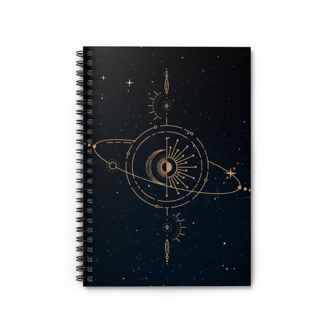 Celestial Notebook | Gold Planet Line Art, Cosmic Journal - Etsy