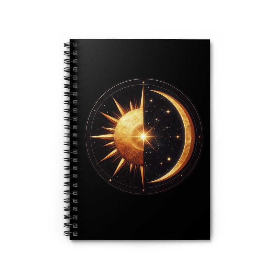 Sun and Moon Journal | Black & Gold Celestial Notebook - Etsy