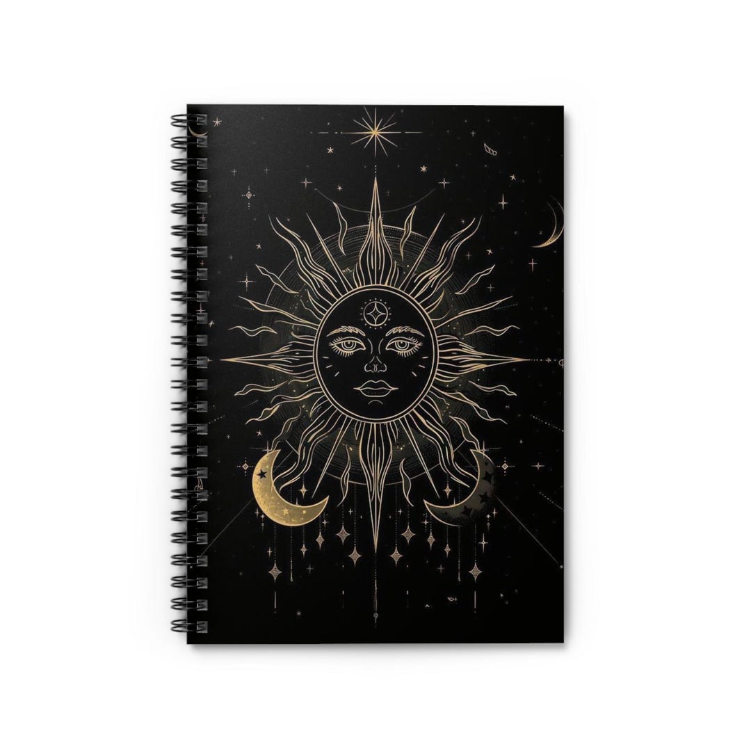 Mystic Sun and Crescent Moon Spiral Notebook | Ruled Journal - Etsy