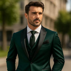 Forest Green Tuxedo Suit for Men – Premium Quality Tailored Formal Wear | Elegant Wedding & Party Outfit