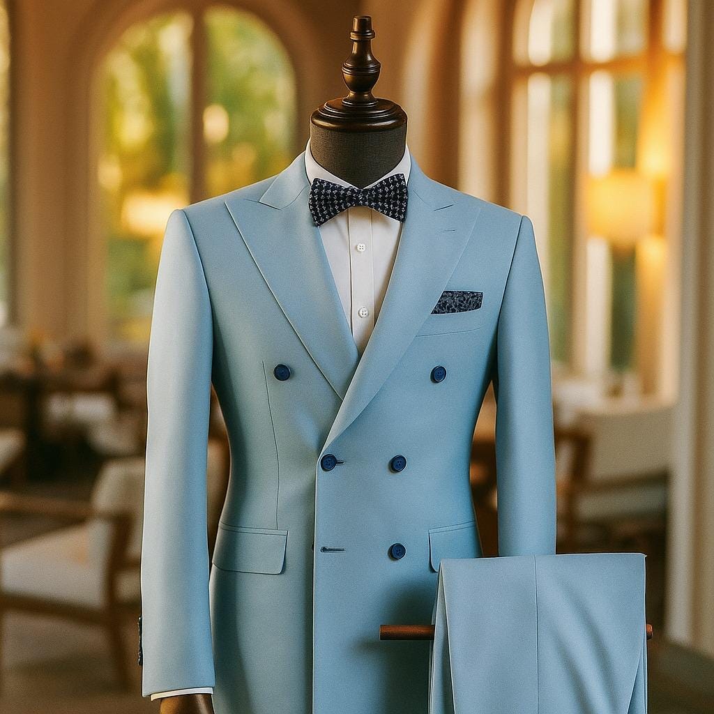 Sky Blue Double Breasted Men’s Suit – Elegant Custom Wedding Tuxedo | Bespoke Groom Suit | Stylish Formal Wear