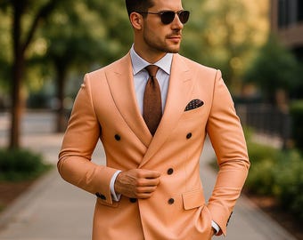 Custom Peach Slim Fit Suit | Formal Wedding Outfit groom outfit