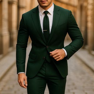 Men&#39;s Forest Green 2 Piece Suit – Slim Fit Wedding, Business & Party Wear | Tailored Gentleman&#39;s Suit | Grooms Suit for Men