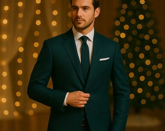 Custom Emerald Green Slim Fit Suit | Men's Wedding Tuxedo groom outfit