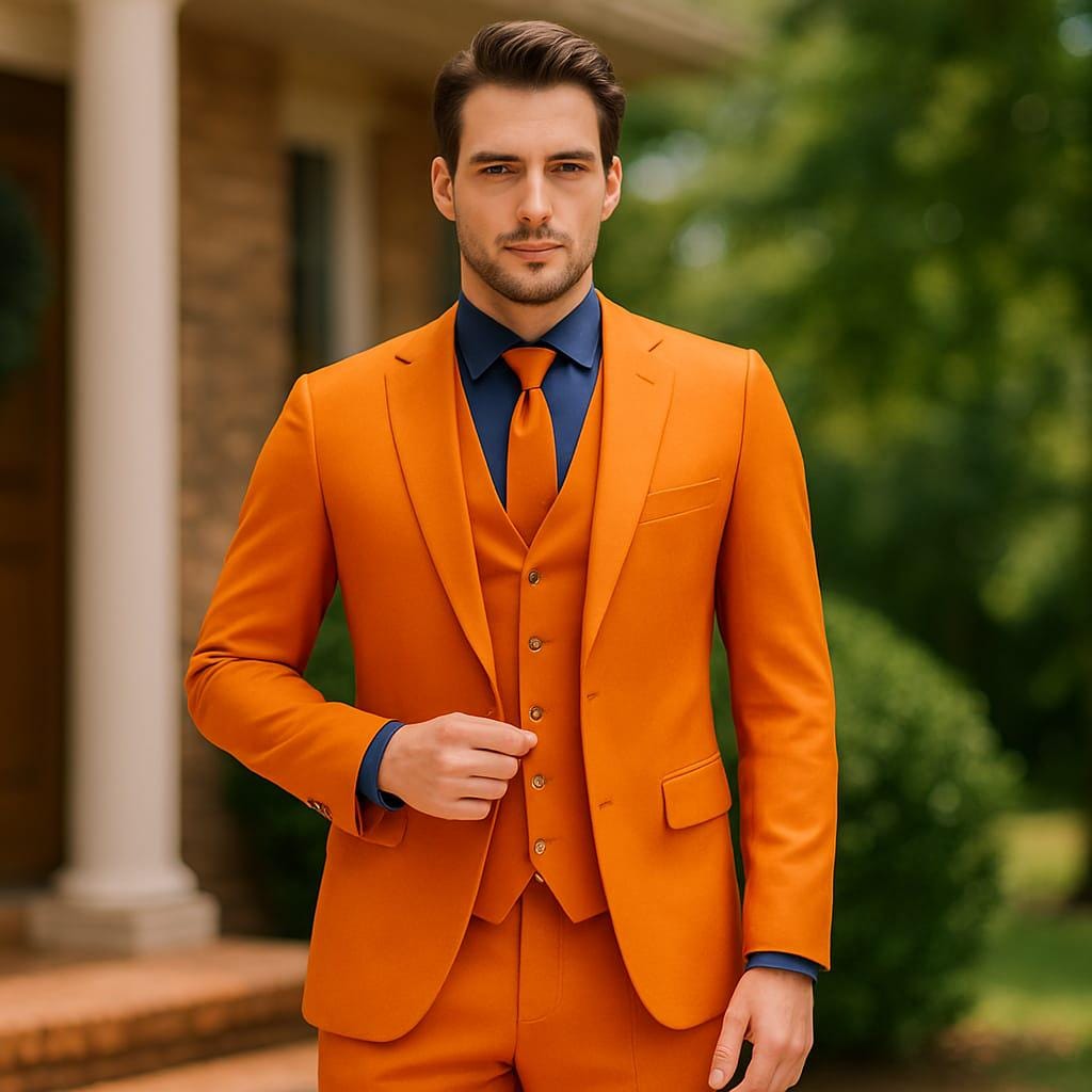 strapless open back dress Burnt Orange Wool Suit
