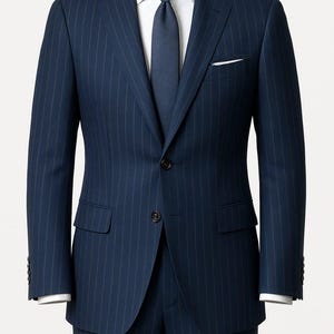 Custom Slim Fit Pinstripe Suit: 2-Piece Notch Lapel Tuxedo groom outfit