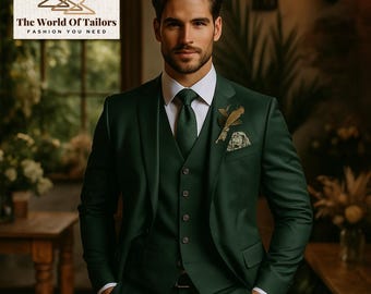Custom Emerald Green Suit: Slim Fit 3-Piece Wedding Tuxedo groom outfit