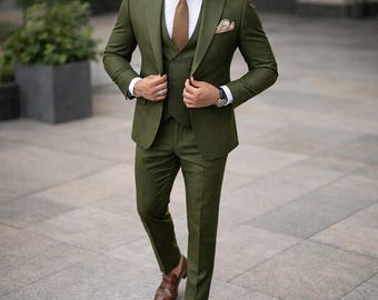 Green Slim Fit 3-Piece Suit – Custom Tailored Wedding Suit