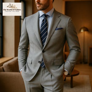Light Grey 2 Piece Suit for Men – Wedding, Groom Wear, Prom, Engagement, Groomsmen Gift, Formal, Wedding Attire - gift for him suit