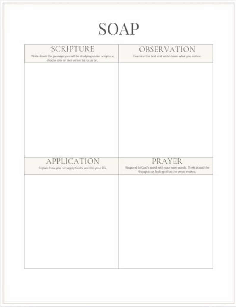 SOAP Bible Study Template | Printable Scripture Journal | Digital Faith ...