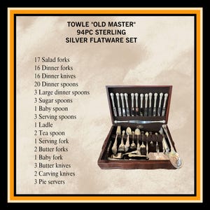 94-piece Towle Old Master sterling silver flatware set