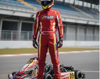 Traje de carrera de F1 de karts personalizable de nivel 2, estándar, con opción de añadir logotipos, diseños, nombre, bandera, número, etc., personalizados, con envío gratuito.
