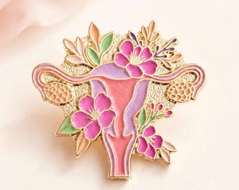 Blooming Midwife Floral Uterus Enamel Pin Badge