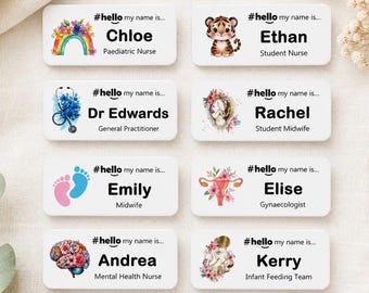NHS Name Badge Personalised Acrylic Magnetic ID Tag for Healthcare Staff and Other Professionals