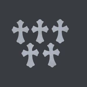 5Pcs Chr0m e Genuine Leather White Hearts Patch Punk Cross Applique Denim Jacket Bag Accessories Custom DIY Sewing Design Cross Patent